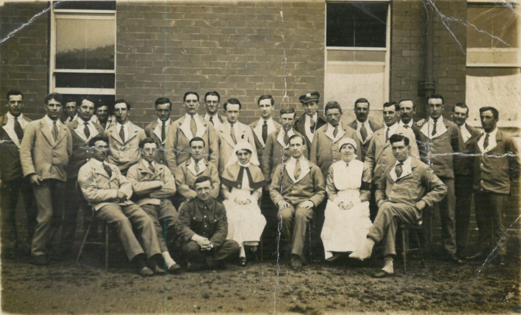 Staff and residents from Bangor and Beaumaris Workhouse photographed after their transfer to the St David's Site in 1913